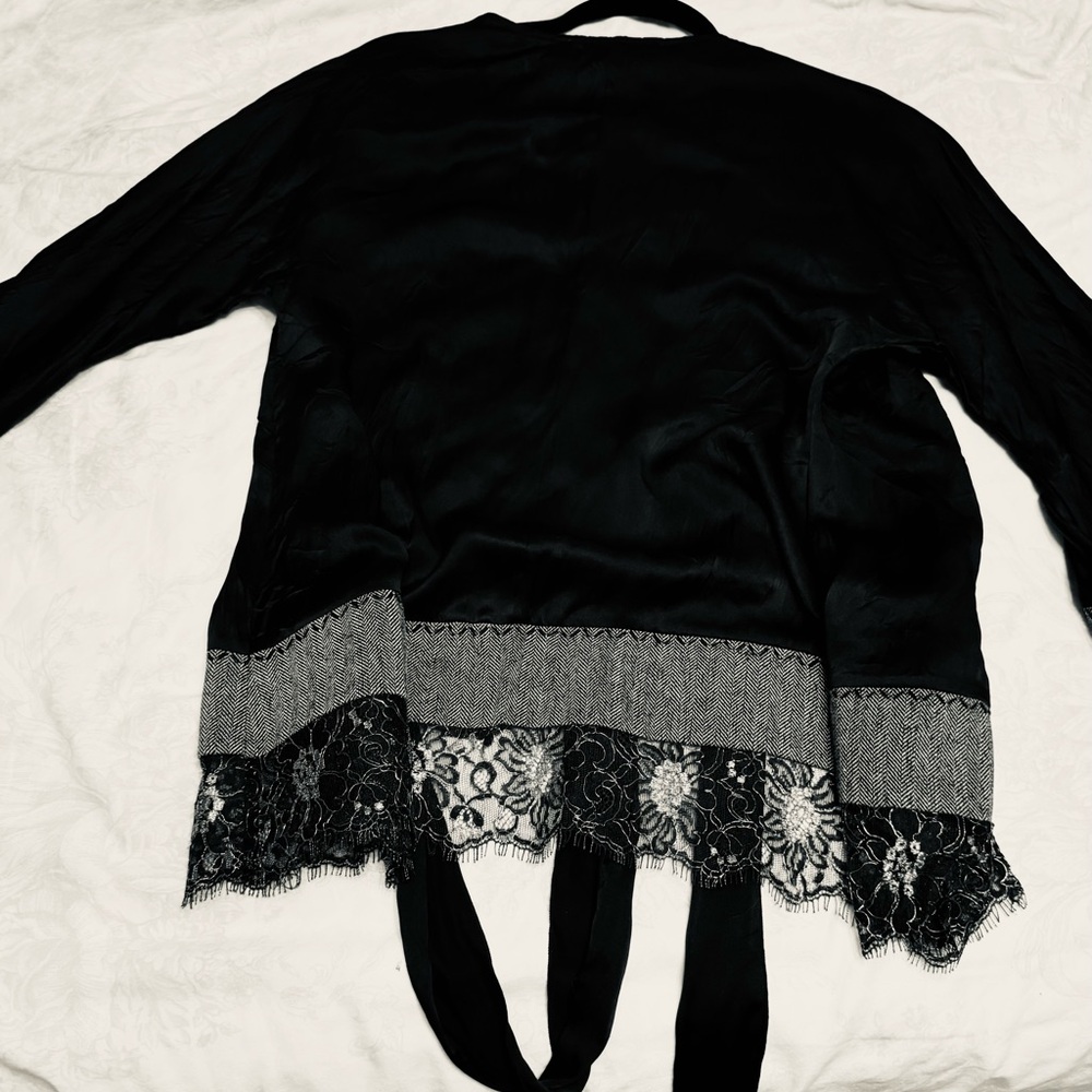 Hale Bob Black Cardigan with Lace Detail - Picture 2 of 8